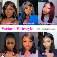 Kisslove Hair Straight Hair Short Bob Wig Brazilian 13x4 13x6 Lace Frontal Human Hair Wigs