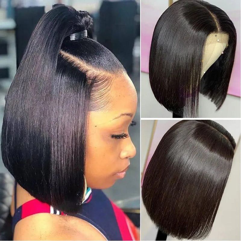 Kisslove Hair Straight Hair Short Bob Wig Brazilian 13x4 13x6 Lace Frontal Human Hair Wigs