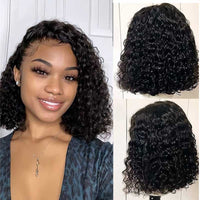 Short Bob Wigs Deep Wave 13x4 Transparent Lace Front Human Hair Wigs