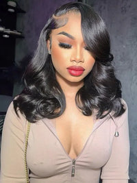 Kisslove Hair Pre Styled Side Part Body Wave Bob Wig Glueless Invisi Drawstring 360 Lace Frontal Wig