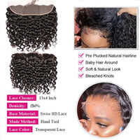 Water Wave 3 Bundles with 13*4 HD Lace Frontal 10A Brazilian Human Hair Weave