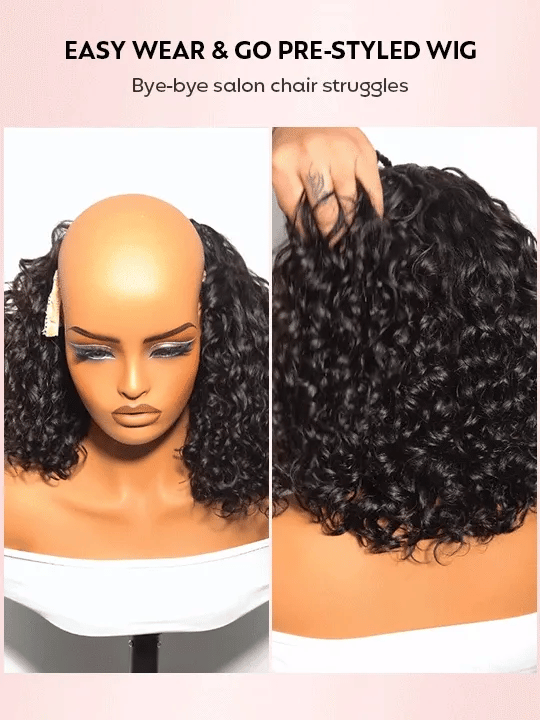 Knotless Boho Braided Water Wave Wig Glueless Pre-Cut Lace Human Hair Braided Wigs For Women
