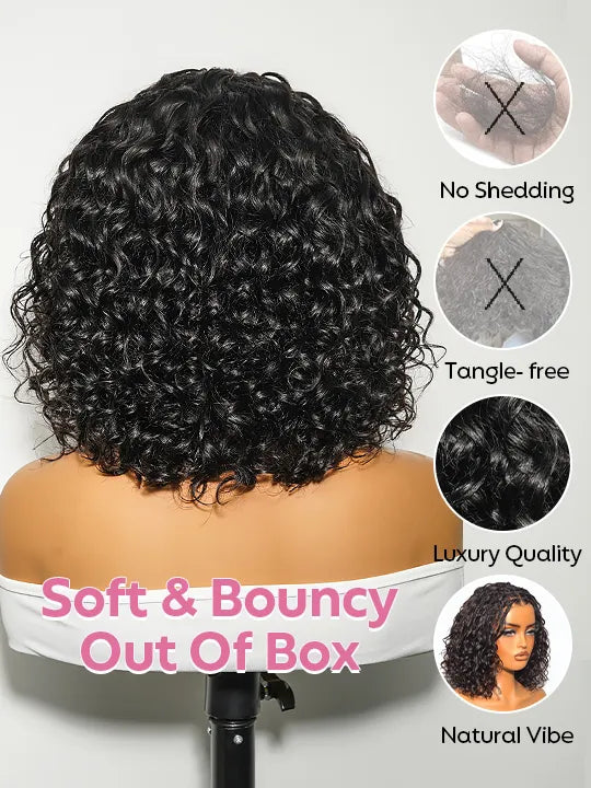 Knotless Boho Braided Water Wave Wig Glueless Pre-Cut Lace Human Hair Braided Wigs For Women