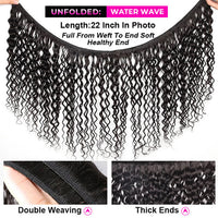 Water Wave 3 Bundles With 4*4 Lace Closure 10A Brazilian Human Hair Weave