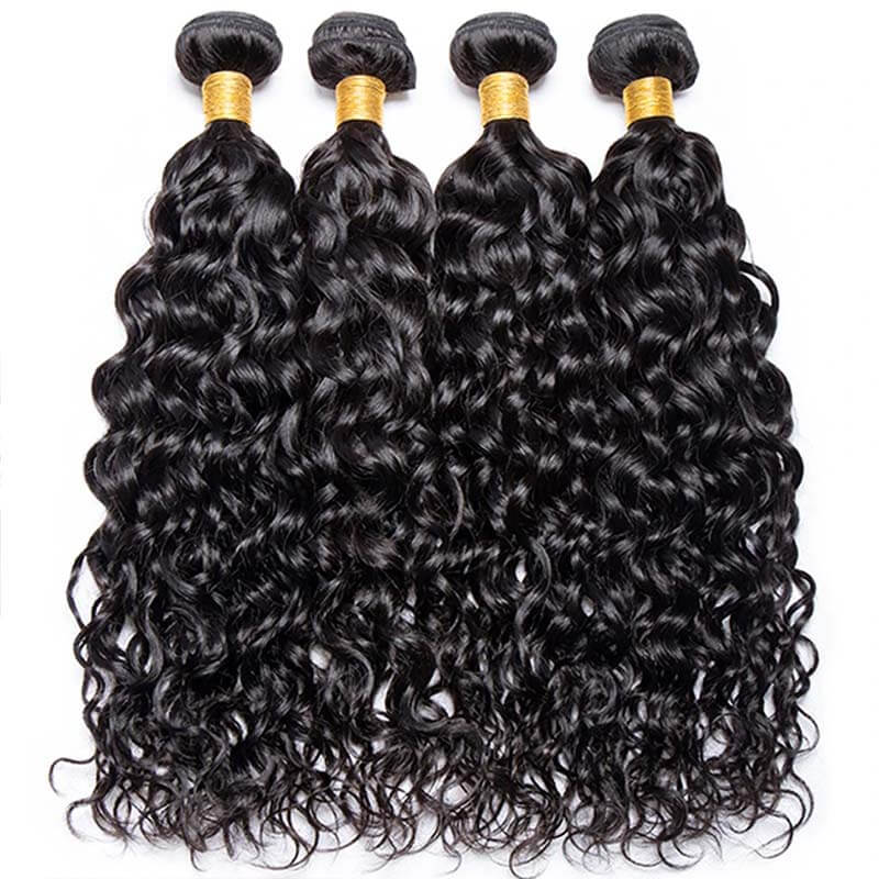 Water Wave 3 Bundles with 13*4 HD Lace Frontal 10A Brazilian Human Hair Weave
