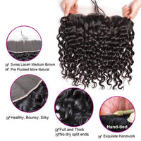Water Wave 3 Bundles with 13*4 HD Lace Frontal 10A Brazilian Human Hair Weave