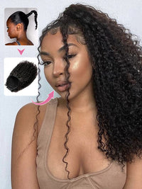 Invisi Drawstring Cap Water Wave Ponytail Extension 100% Human Hair Extensions