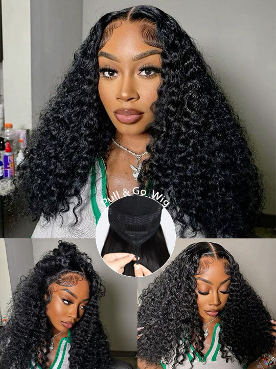 Bye Bye Knots 13x6 Lace Frontal Wig Water Wave Pull & Go Drawstring Glueless Wigs
