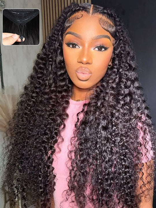 Bye Bye Knots 13x6 Lace Frontal Wig Water Wave Pull & Go Drawstring Glueless Wigs