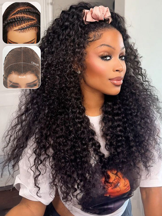 Bye Bye Knots 13x6 Lace Frontal Wig Water Wave Pull & Go Drawstring Glueless Wigs