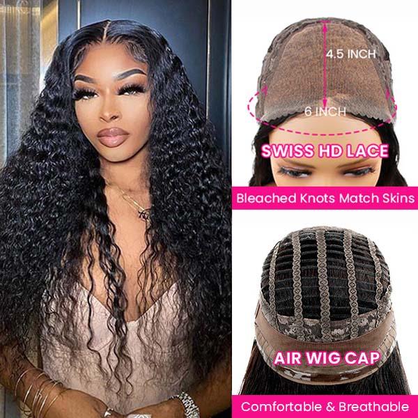 [Wear & Go] Air Wig Deep Wave 4x4/5x5/6x4.5 Lace Closure Wig 14A Virgin Hair