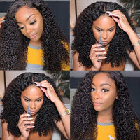 Double Drawn Kinky Curly Glueless 5x5 HD Lace Closure Wig Brazilian Human Hair Wigs
