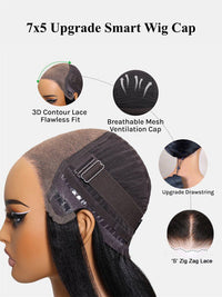 Kisslove Invisi-Drawstring 360 Lace Wig Ombre Brown Hair Yaki Body Wave Wigs with Newborn Hairline