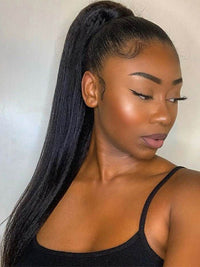 300% Density 360 Lace Frontal Ponytail Wig Widows Peak Hairline Yaki Straight Glueless Lace Wig Kisslove Hair
