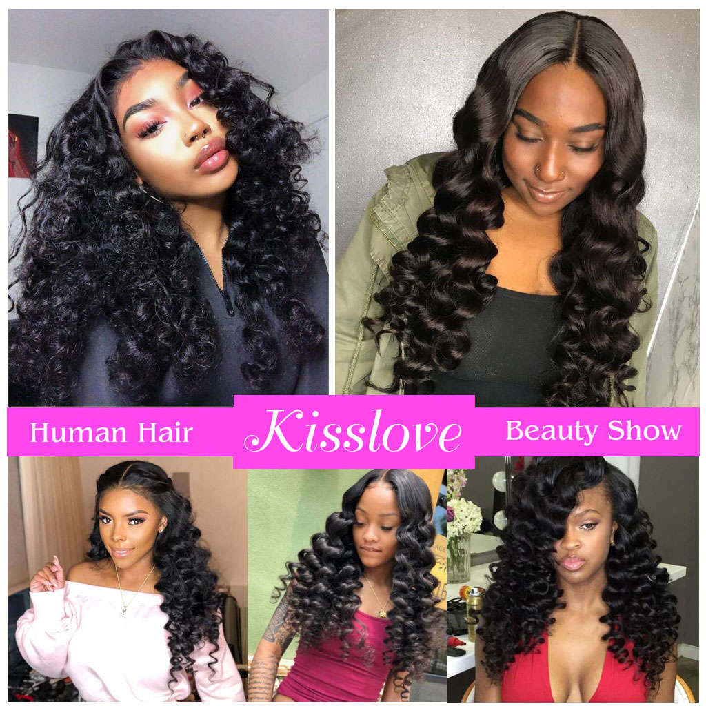 Loose Wave 3 Bundles With 4*4 Lace Closure 10A Brazilian Human Hair Weaves