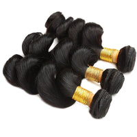 Loose Wave 3 Bundles With 4*4 Lace Closure 10A Brazilian Human Hair Weaves