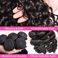 Loose Wave 3 Bundles With 13x4 HD Lace Frontal Closure 10A Brazilian Human Hair