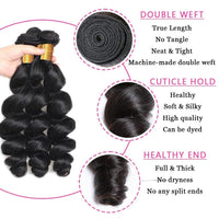 Loose Wave 3 Bundles With 13x4 HD Lace Frontal Closure 10A Brazilian Human Hair
