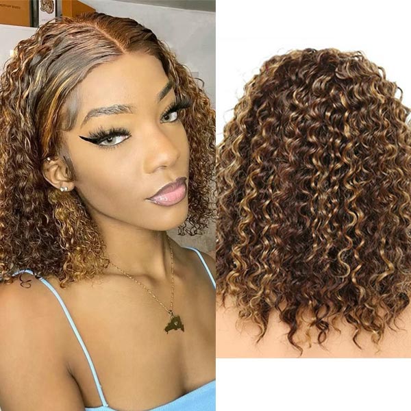 P4/27 Highlight Bob Deep Wave 5x5 & 13x4 Transparent Lace Wigs 100% Human Hair