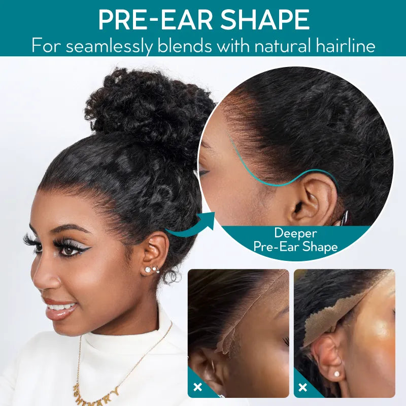 Water Wave 360 Lace Frontal Wig with Invisi Strap Brown Balayage Highlight Adjustable Fit Pre-Bleached and Pre-Cut Skin Lace
