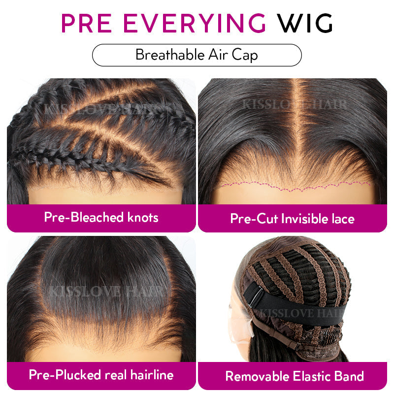 [Wear & Go] Air Wig Honey Blonde Highlight P4/27 Deep Curly Hair Glueless 13x4 Lace Frontal Wigs
