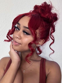 Kisslove Burgundy 360 Lace Frontal Wig Invisi-Drawstring 3D Body Wave Human Hair Wigs