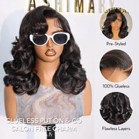 Pre-Layered Short Body Wave Bob Invisi Strap Snug Fit 360 Transparent Lace Frontal Salon-Free Face Framing Glueless Wig