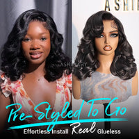 Pre-Layered Short Body Wave Bob Invisi Strap Snug Fit 360 Transparent Lace Frontal Salon-Free Face Framing Glueless Wig