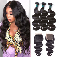 5x5 HD Lace Closure With Bundles Body Wave 12A Brazilian Virgin Human Hair Weave
