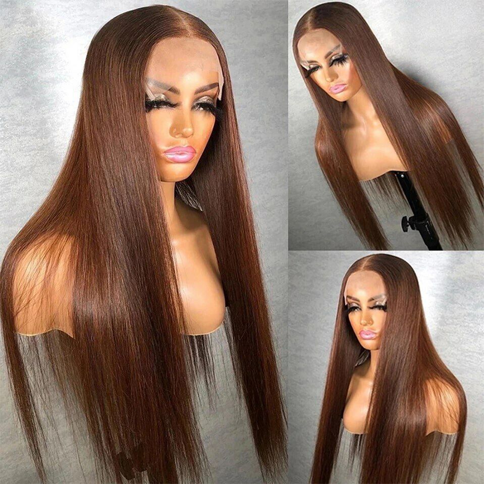 [Air Wig] #4 Chocolate Brown Straight Hair 5x5 13x4 13x6 Lace Wigs Human Hair