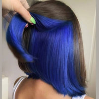 Peekboo Pink Highlight Wig Hidden Color Short Bob Silk 13x4 Transprant Lace Front Wig
