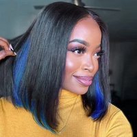 Peekboo Pink Highlight Wig Hidden Color Short Bob Silk 13x4 Transprant Lace Front Wig