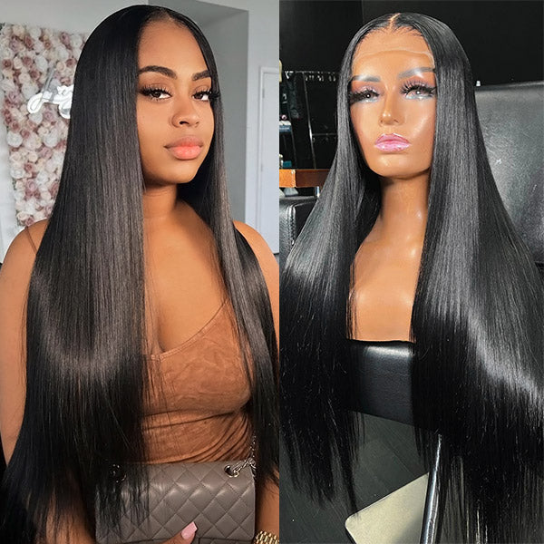Bleached Knots 5*5 HD Lace Wig Bone Straight Hair 14A Brazilian Virgin Human Hair Wigs
