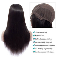 4*4 Transparent Lace Closure Wig Glueless Brazilian Straight Virgin Human Hair Wigs