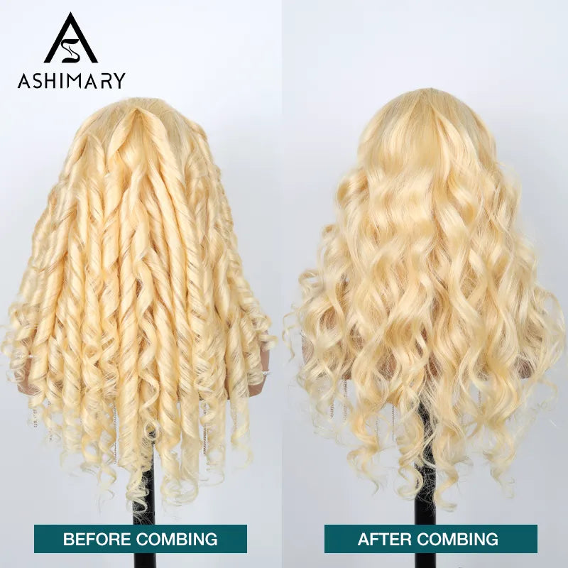 Ashimary Upgrade 360 Skin Lace Frontal with Invisi Strap Blonde 613 Layer Cut Body Wave Glueless Wig No Gel Needed Breathable Human Hair wig