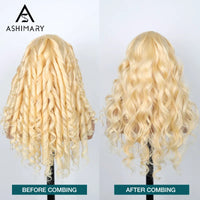 Ashimary Upgrade 360 Skin Lace Frontal with Invisi Strap Blonde 613 Layer Cut Body Wave Glueless Wig No Gel Needed Breathable Human Hair wig