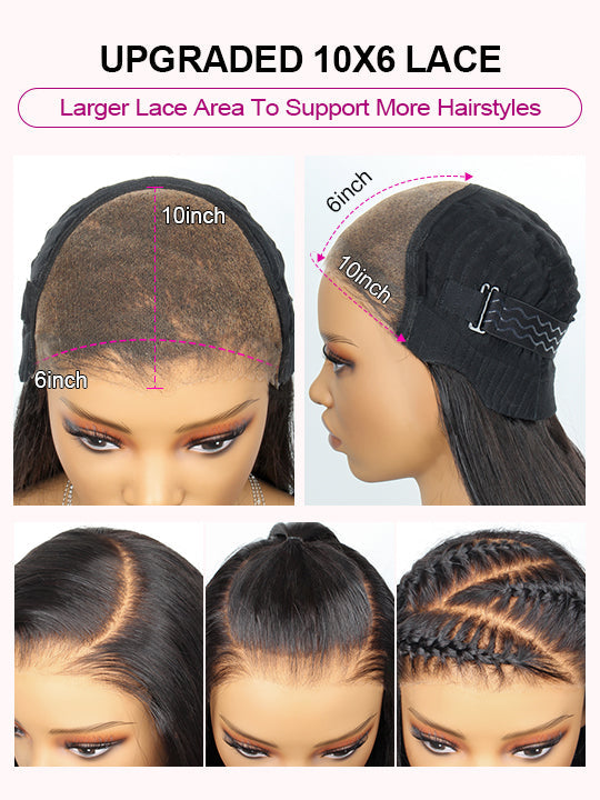 [Wear & Go] Pre-Everything Glueless 6x4.5/10x6 Lace Wig Bone Straight Human Hair Wigs