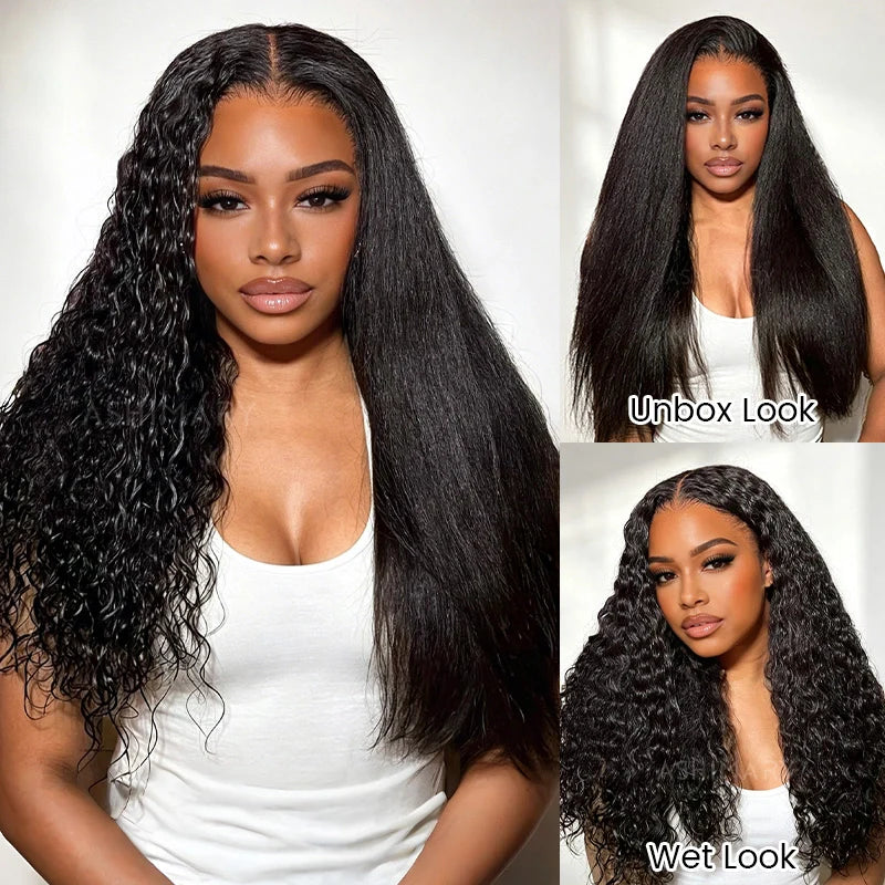 Wet and Wavy 2-in-1 Straight to Water Wave Invisi Strap Snug Fit 360 Transparent Lace Frontal Bleached Knots Pre Cut Lace Wig